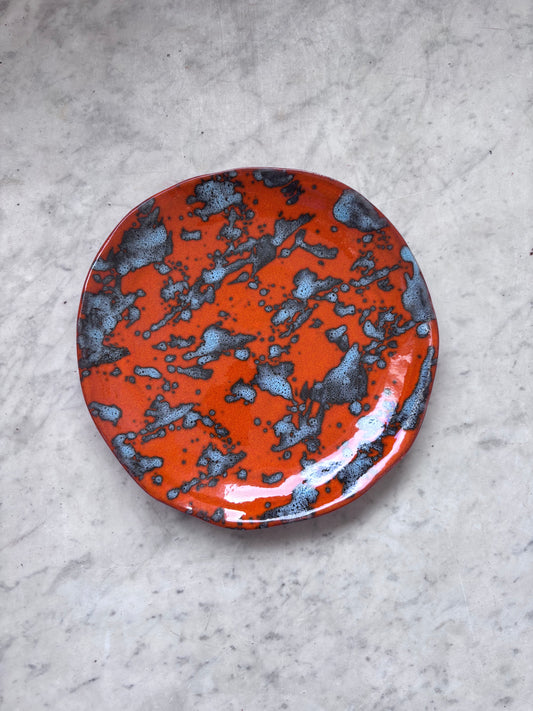 Small dining plate orange marble